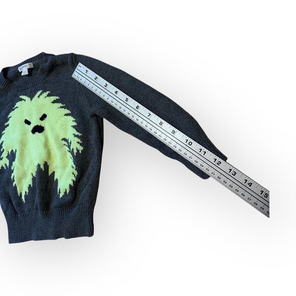 Crewcuts by JCrew Kids Gray Sweater with Neon Glow In Dark Monster Boys Size 3T - Picture 12 of 13